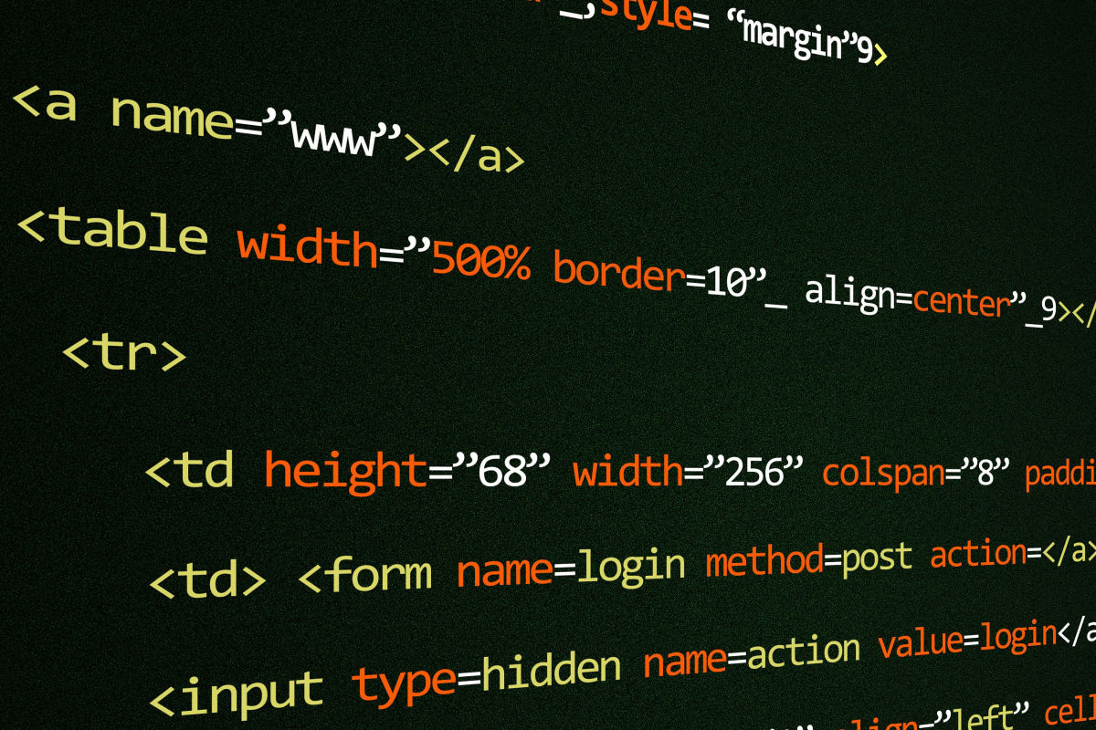 Code source d'une application web en cours de développement
