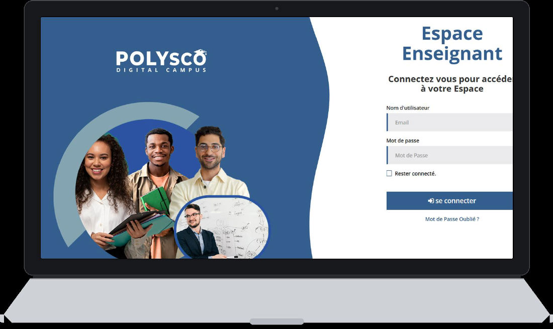 Écran de connexion à l'espace enseignant POLYSCO