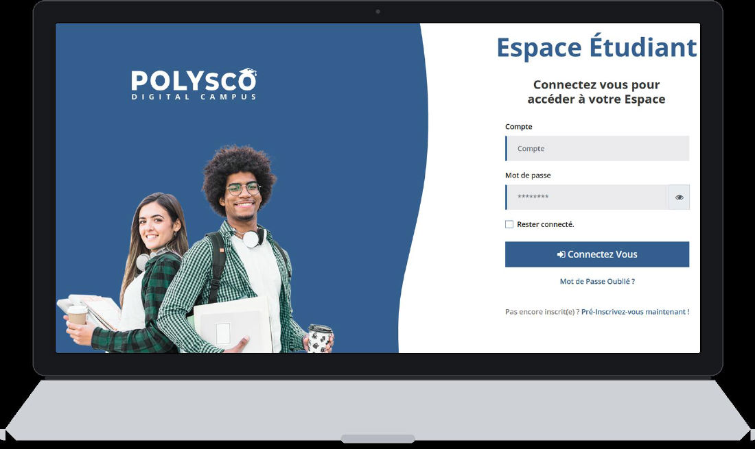Écran de connexion à l'espace étudiant POLYSCO